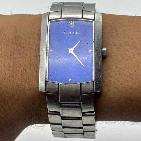 Vintage Blue & Silver Fossil Men's Watch - Picture 1 of 4